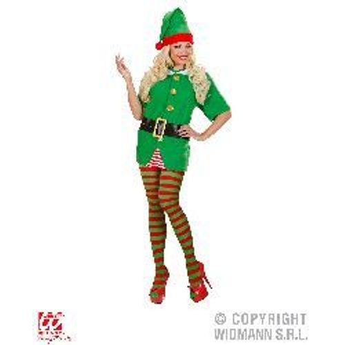 Collants D'elfe/Clown À Rayures Rouges Et Vertes - M/L