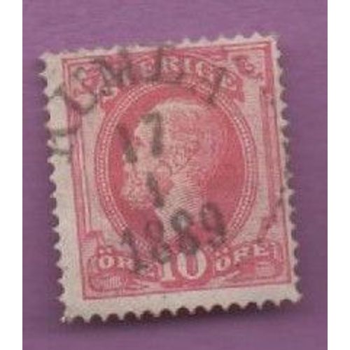 Timbre Suede Sverige Ancien Oblitéré 1889 Oscar Usé 