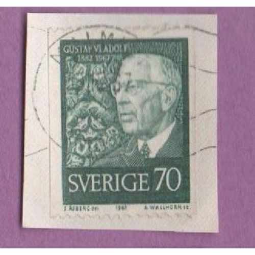 Timbre Suede Sverige Gustaf Adof Oblitéré Usé 