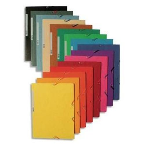Exacompta Chemise 3 Rabats Et Élastique , En Carte Lustrée 5/10e, 400gr. Format 24x32cm. Coloris Assortis