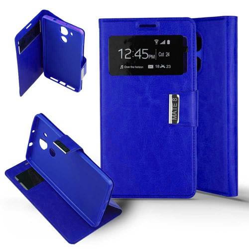 1001 Coques - Coque Housse Etui Huawei Mate 8 Folio Fenêtre Protection Intégrale Simili Cuir - Bleu