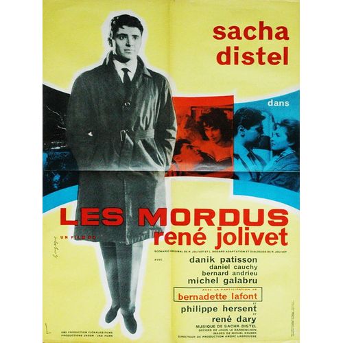 Les Mordus - Véritable Affiche De Cinéma Pliée - Format 120x160 Cm - De René Jolivet Avec Sacha Distel, Bernadette Lafont, Danik Patisson (Illustration Gonzague) - 1960 #
