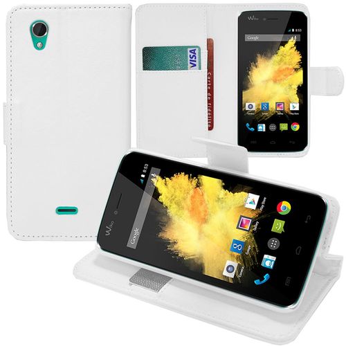 Etui Portefeuille Pour Wiko Birdy Support Video Cuir Pu - Blanc
