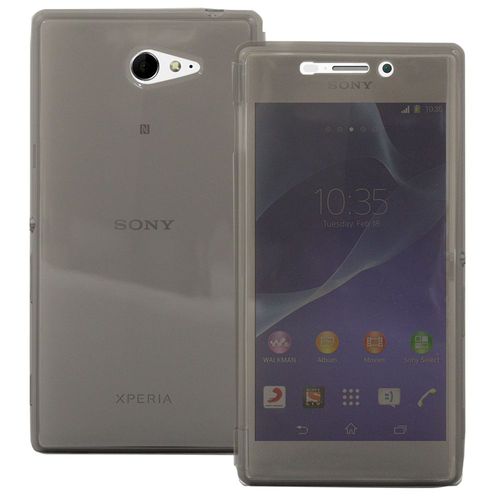Coque Silicone Pour Sony Xperia M2 4.8" Gel Livre Rabat - Gris