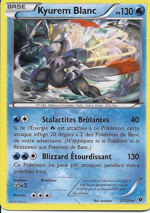 Kyurem Blanc HOLO 130pv 21/124 XY Impact des Destins Carte Pokemon Rare neuve fr