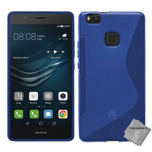 Housse Etui Coque Pochette Silicone Gel Fine Pour Huawei P9 Lite + Film Ecran - Bleu