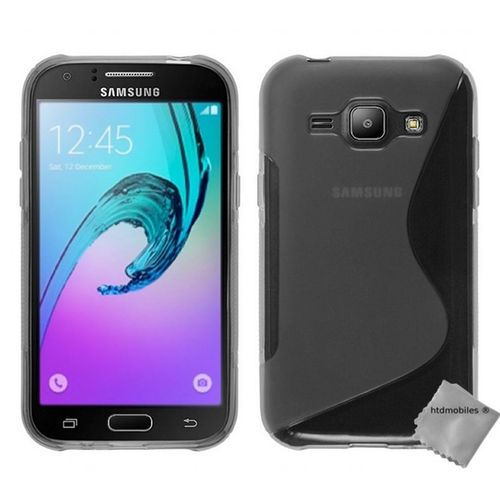Housse Etui Coque Pochette Silicone Gel Fine Pour Samsung Galaxy J1 (2016) + Verre Trempe - Transparent