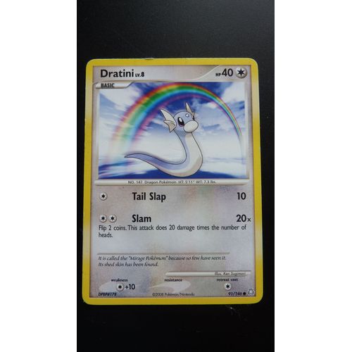 Carte Pokemon Us  = Dratini ( Minidraco) Lv 8, Hp 40, N° 91/146