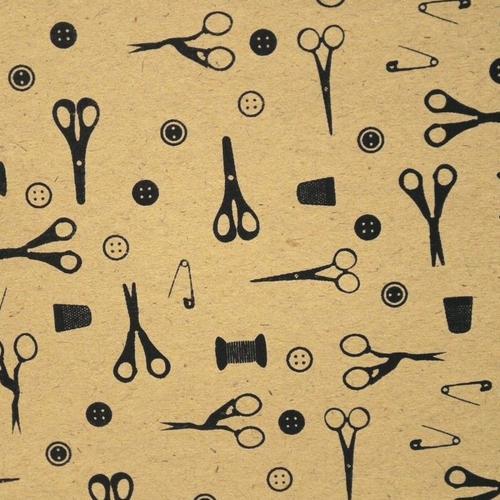 Papier Fantaisie Jute À Motifs Couture Noir - Beige