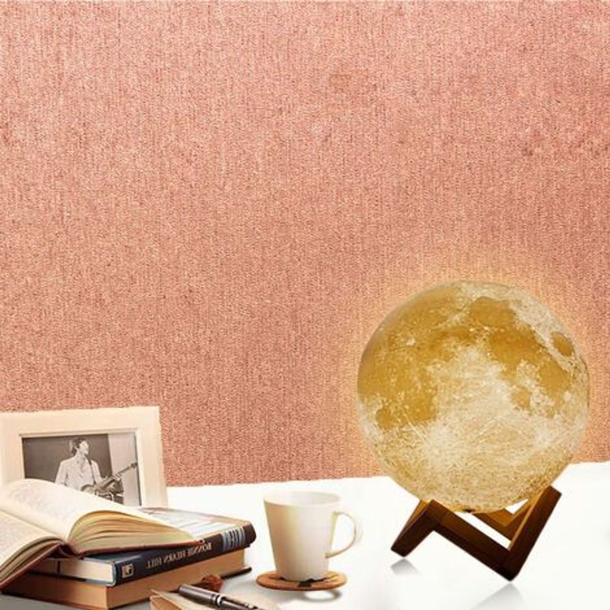 Lampe De Table En Forme De Lune Avec Impression 3d, Lampe Cr... - 2