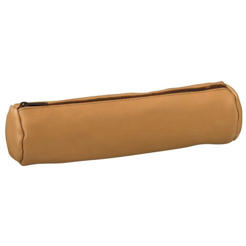 Hamelin Lot De 5 Trousses Fourre Tout Rond Cuir Naturel 21 Cm D 6cm Beige