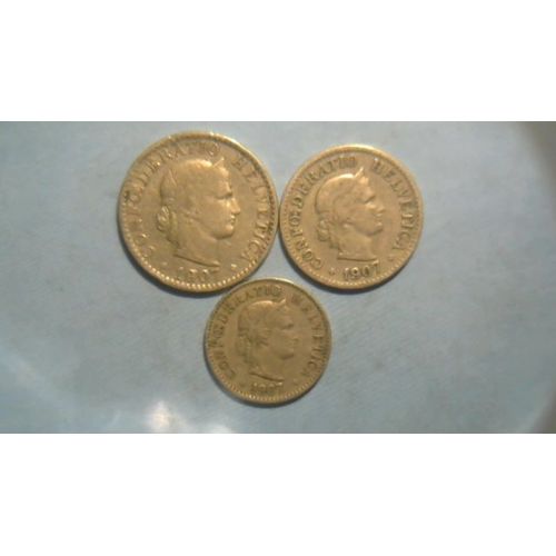 Suisse,5,10 Et 20 Centimes 1907