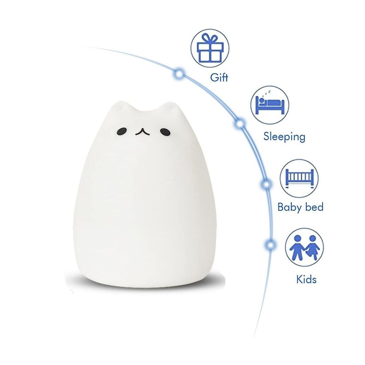 Veilleuse B�b� - Veilleuse Chat En Silicone Avec T�l�command... - 2