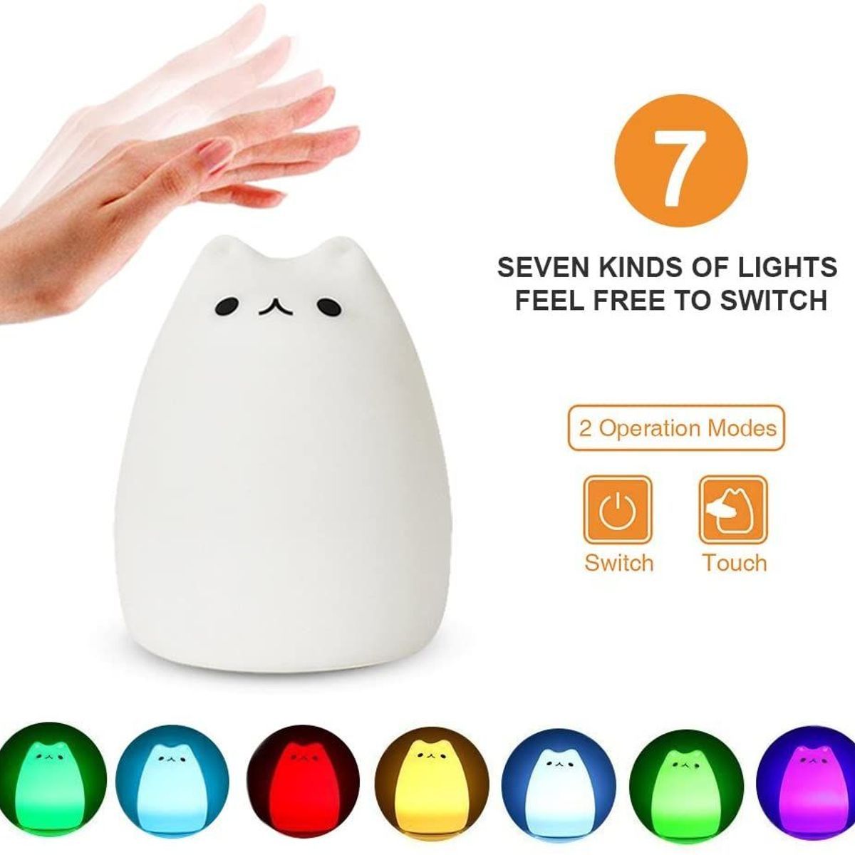 Veilleuse B�b� - Veilleuse Chat En Silicone Avec T�l�command... - 3