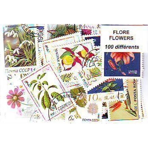 Flore 100 Timbres Differents Obliteres