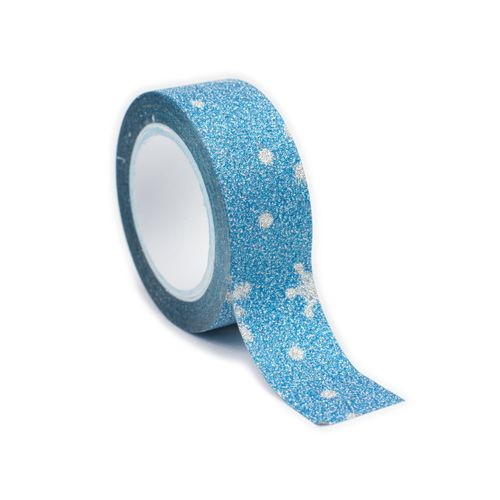 Masking Tape Pailleté 15 Mm Flocon Bleu - Ammi