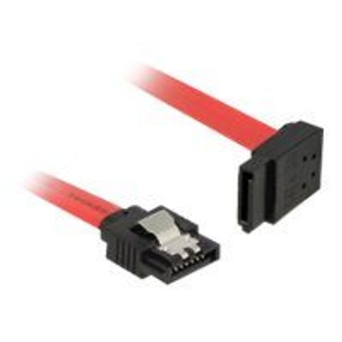 Delock - Câble SATA - Serial ATA 150/300/600 - SATA (M) pour SATA (M) - 20 cm - verrouillé, connecteur à angle gauche - rouge
