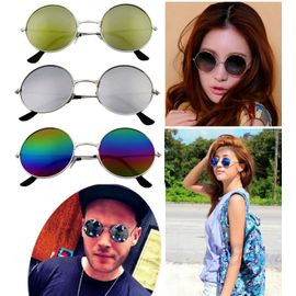Lunettes De Soleil Ronde Miroir Irisé Multicolores Style Lennon Steampunk Punk Gothique Rétro Vintage Anime Manga Cosplay Accessoires Déguisement Aviateur Pilote 