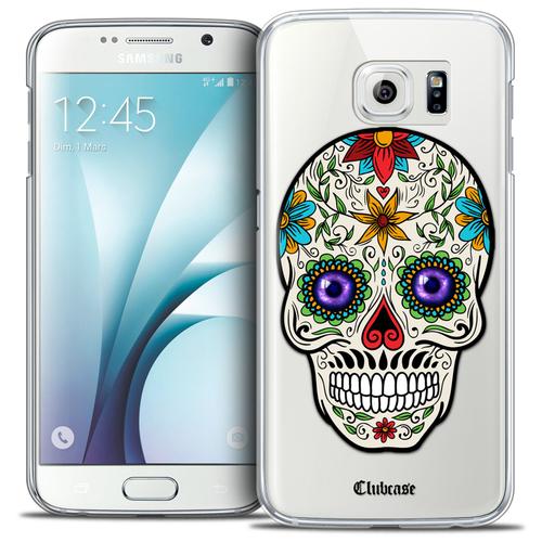 Caseink - Coque Housse Etui Pour Samsung Galaxy S6 [Crystal Hd Collection Skull Design Maria's Flower - Rigide - Ultra Fin - Imprimé En France]