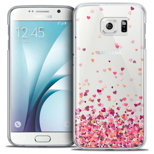 Caseink - Coque Housse Etui Pour Samsung Galaxy S6 [Crystal Hd Collection Sweetie Design Heart Flakes - Rigide - Ultra Fin - Imprimé En France]