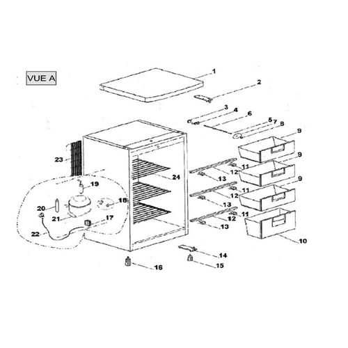 TIROIR SUPERIEUR CONGELATEUR REP9 POUR REFRIGERATEUR CONTINENTAL EDISON - 579A43