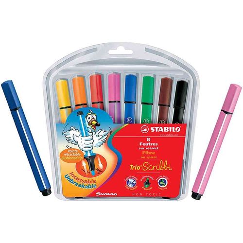 Other Stabilo Trio Scribbi Felt Pen Wallet, Pack Of 8