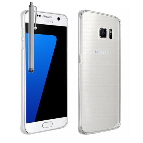 Coque Silicone Pour Samsung Galaxy S7 G930f 5.1" Gel Ultraslim Et Ajustement Parfait - Transparent + Stylet