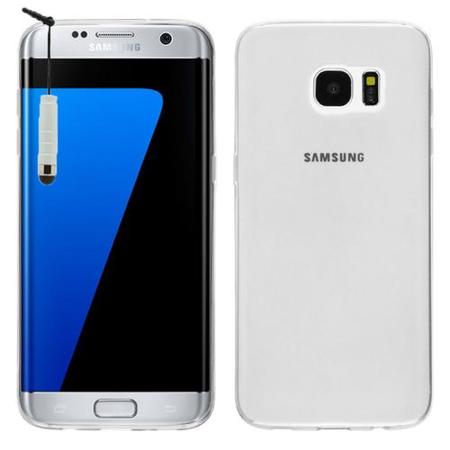 Coque Silicone Pour Samsung Galaxy S7 Edge G935f 5.5" Gel Ultraslim Et Ajustement Parfait - Transparent + Mini Stylet