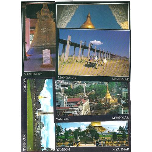 6 Cartes Postales De Birmanie (Myanmar)Mandalay-Yangon