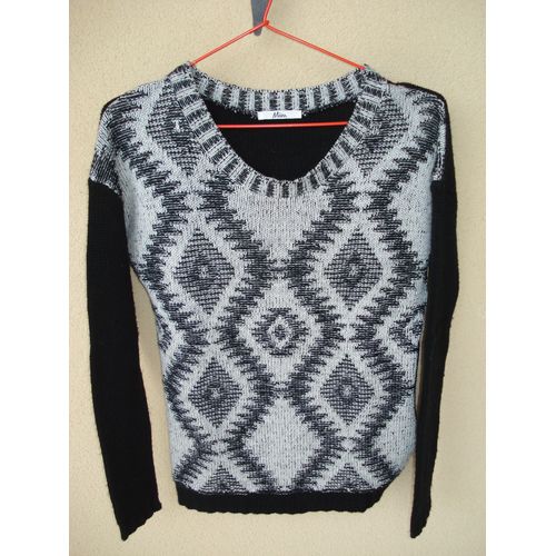 Pull Motif Géométrique Noir/Blanc - Taille S