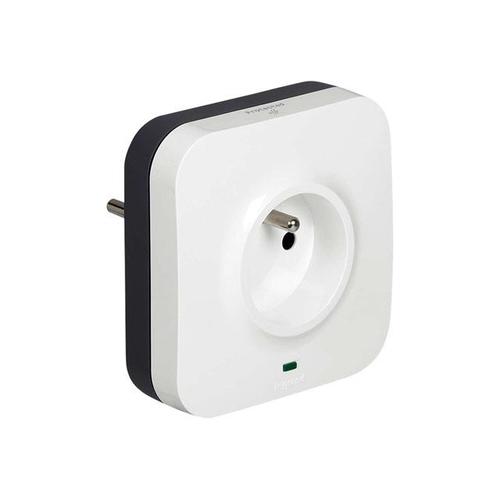 C2G Protected Socket - Adaptateur pour prise d'alimentation - alimentation (M) pour RJ-45, 3 pôles (France/Belgique) (F) - parasurtenseur - blanc