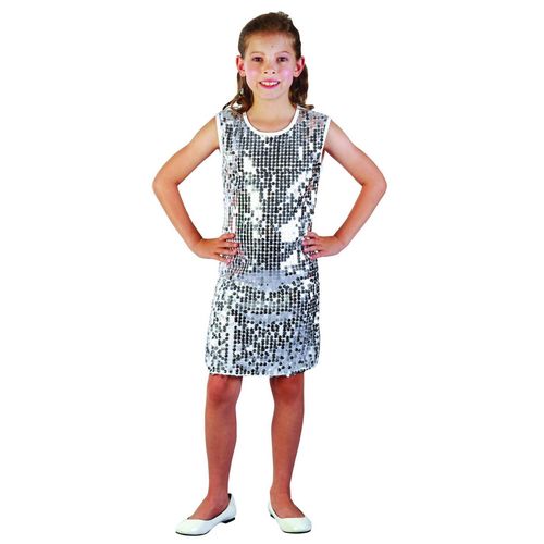 Déguisement Disco Fille Argent À Paillettes - 59509 - 10 - 12 Ans (L) - Port 0¿