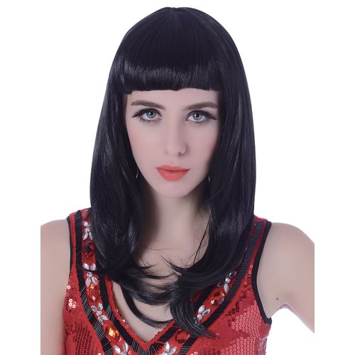 Perruque Longue Noire À Frange Femme - 5849 - Taille Unique - Port 0¿