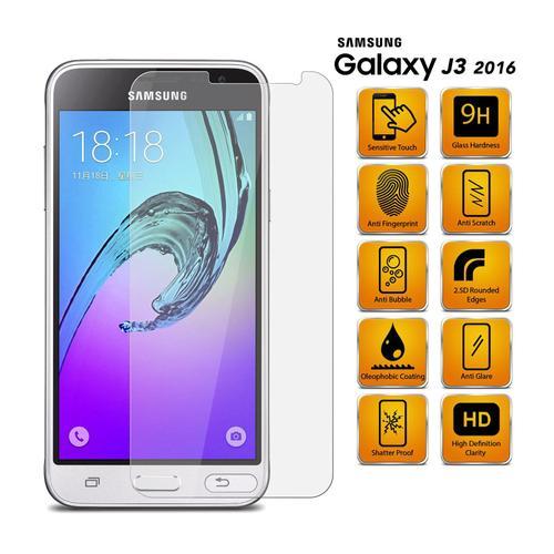 Samsung Galaxy J3 2016  Film Verre Trempé Samsung Galaxy J3 2016  Protection Film Écran 0,30 Mm D'épaisseur Facile À Poser Sur L'écran De Votre Samsung Galaxy J3 2016