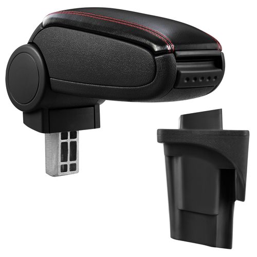 [Pro.Tec]® Accoudoir Central Pour Seat Leon 1p - Avec Compartiment - Rembourré - Cuir-Synthétique - Noir Avec Des Coutures Rouges
