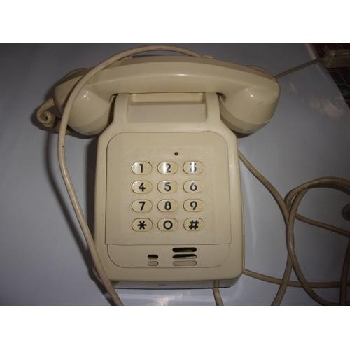 Téléphone Socotel 11 62 Beige à touches - Années 1960