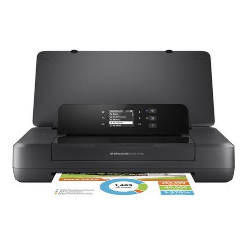 HP Officejet 200 Mobile Printer - Imprimante - couleur - jet d'encre - A4/Legal - 1200 x 1200 ppp - jusqu'à 20 ppm (mono) / jusqu'à 19 ppm (couleur) - capacité : 50 feuilles - USB 2.0, Wi-Fi