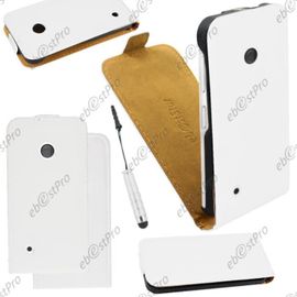 Wofalo® Etui Pu Nokia Lumia 530, Blanc +Mini Stylet +Film