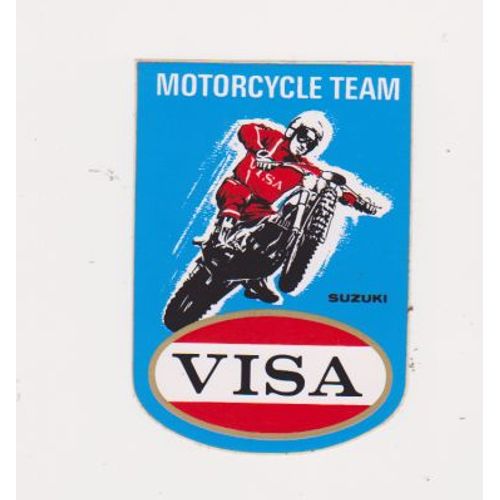 Autocollant Visa Motorcycle Team  Suzuki  ( 10 X 7 Cm ) 