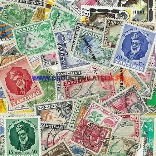 Zanzibar 50 Timbres Differents Obliteres 