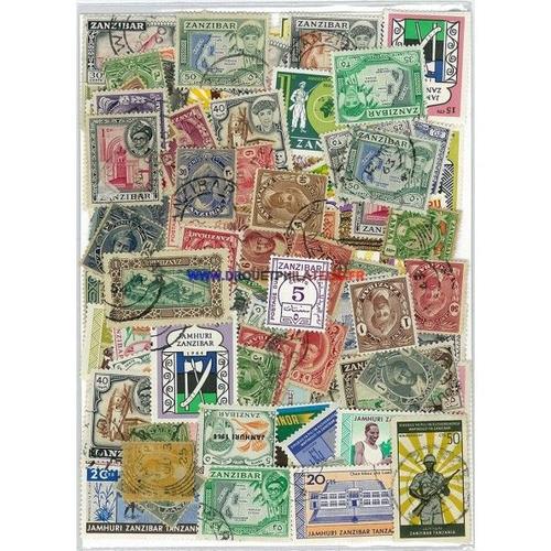 Zanzibar 100 Timbres Differents Obliteres 