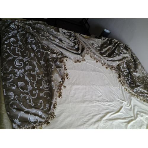 1 Paire De Rideaux Cantonnières En Satin Chinois Comme Neuf 225 Cm X 128 Cm