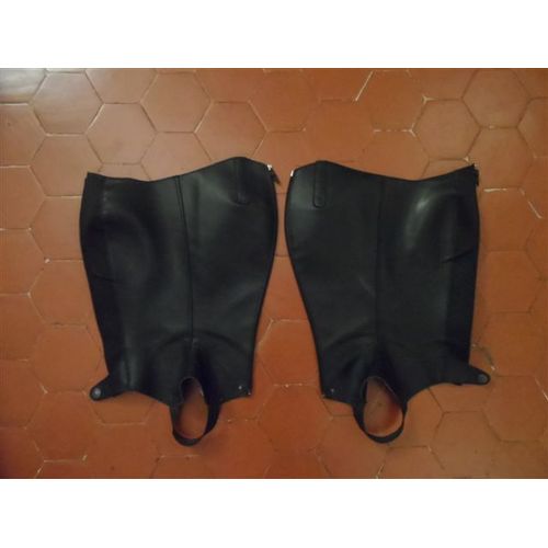 Mini-Chaps D'équitation Cuir Noir Fouganza