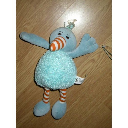 Doudou Peluche Oiseau Aile Duck Bird Canard Vogel Comptoir Français De La Mode Tcf Tout Compte Fait Jaune Bleu Rayé Blanc 26 Cm 