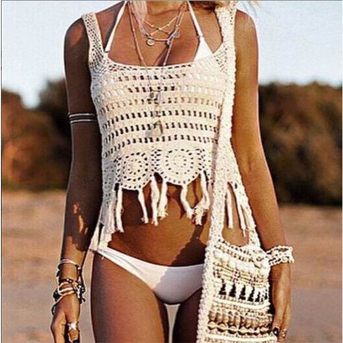 Top Robe Plage Été 38 40  Lingerie Swimwear Woman Crochet Beachwear Mg14