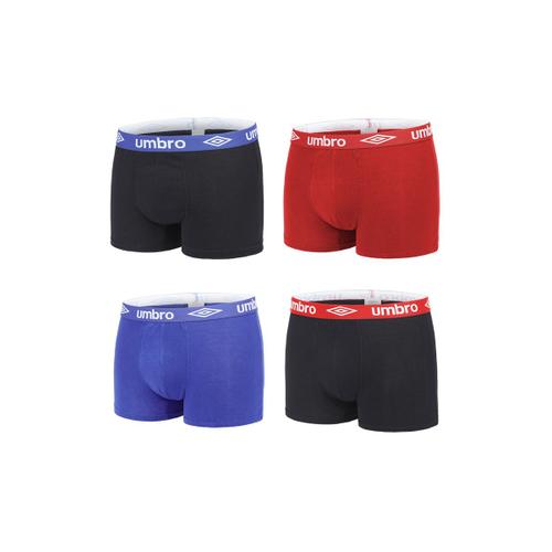 4 Boxers Noir, Rouge Et Bleu - Umbro