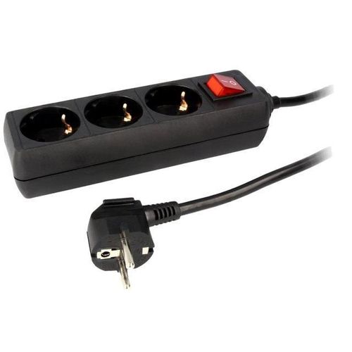 Multiprise noire avec rallonge 1.4m - parafoudre - 3 prises 230VAC 10A - ADNAuto