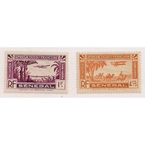 Sénégal- 2 Timbres Neufs- Avions- Faciale 1f (Avec Trace De Charnière) Et Faciale 4.75