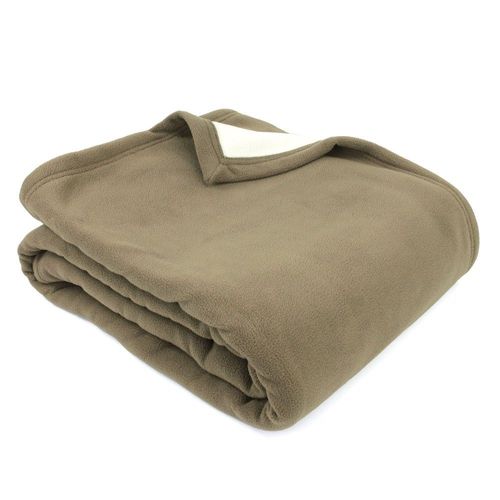 Couverture Polaire Luxe 240x260 Cm 100% Polyester 430 G/M2 Narvik Marron Taupe/Naturel