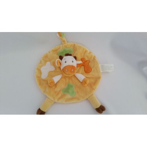 Doudou Plat Rond  Vache Girafe Kimbaloo La Halle Orange Blanc Vert Marron Jouet Bebe Naissance Peluche Éveil Enfant Blanket Comforter Soft Toys Plush 